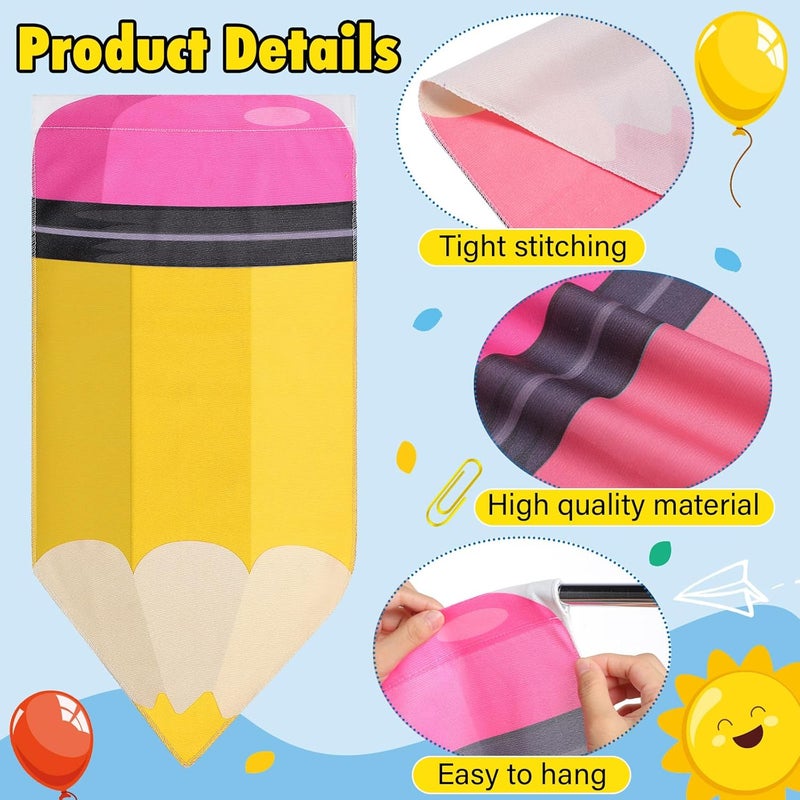 Cosblank Rainbow Pencil Curtains for School Classroom - 8 Pcs Back to School Supplies for First Day Decor - Colorful Bedroom Decorations (24 x 12 Inches, 8 Colors) - Image 3